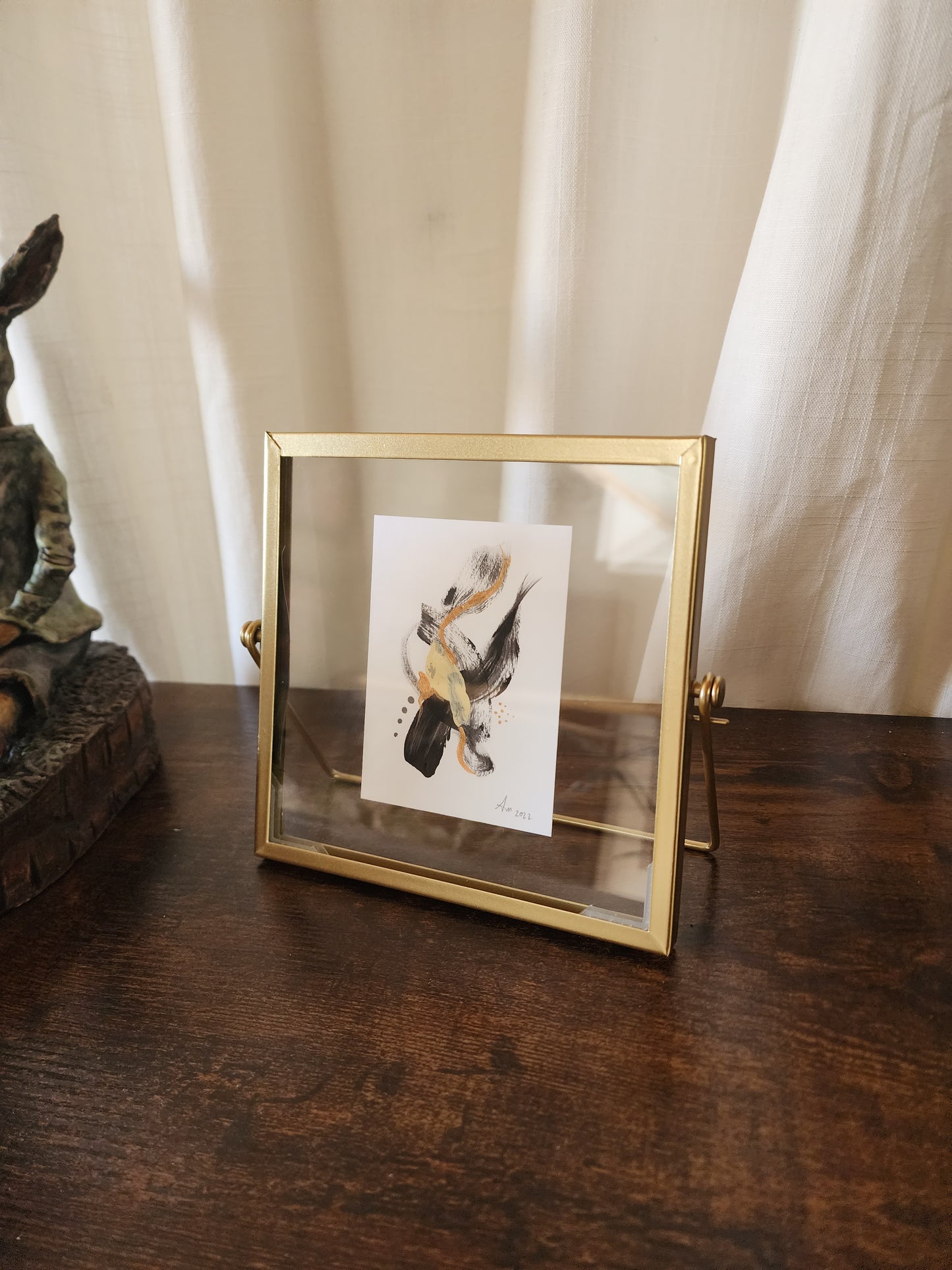 Black Abstract with gold frame 8