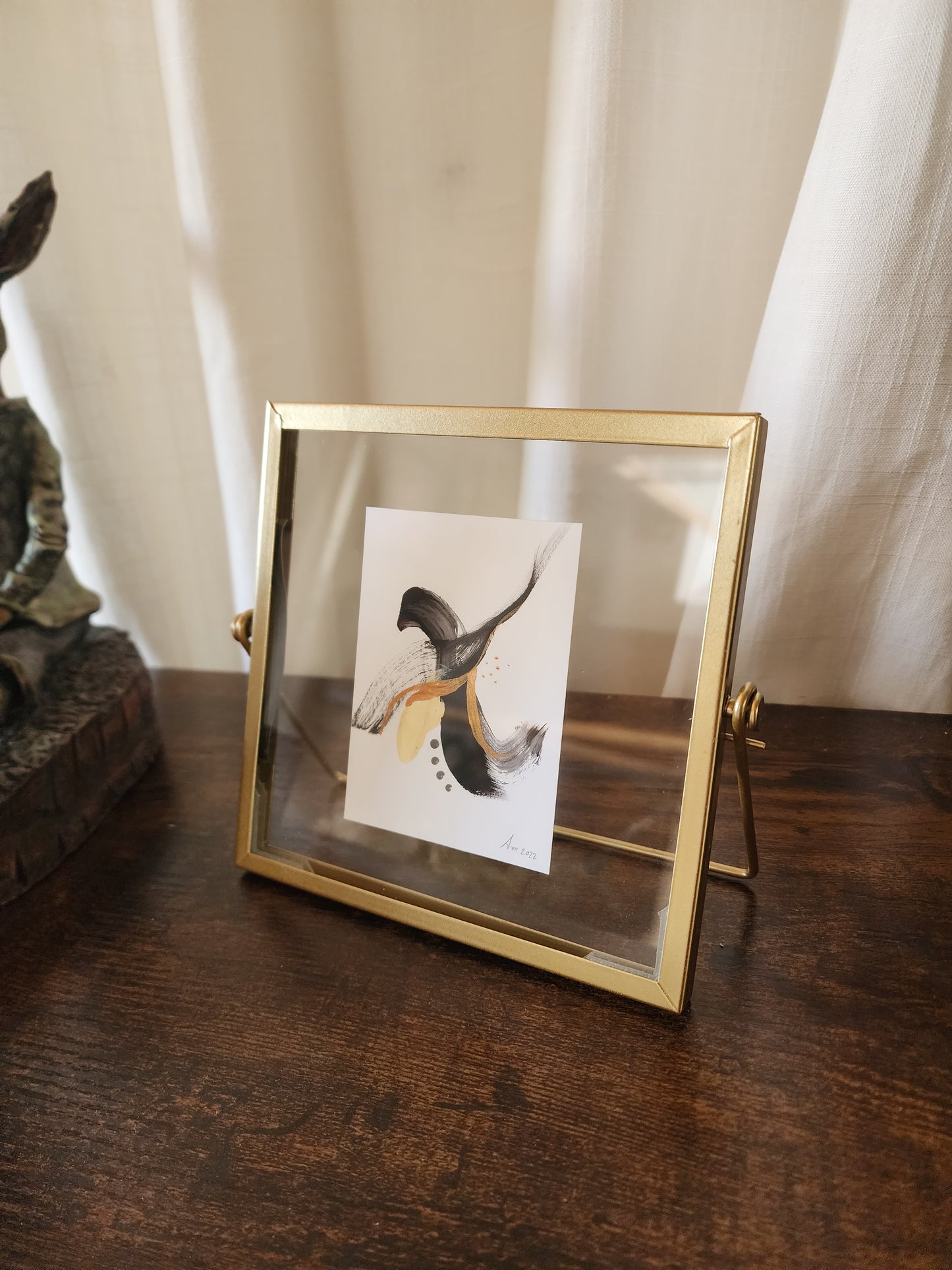Black Abstract with gold frame 7