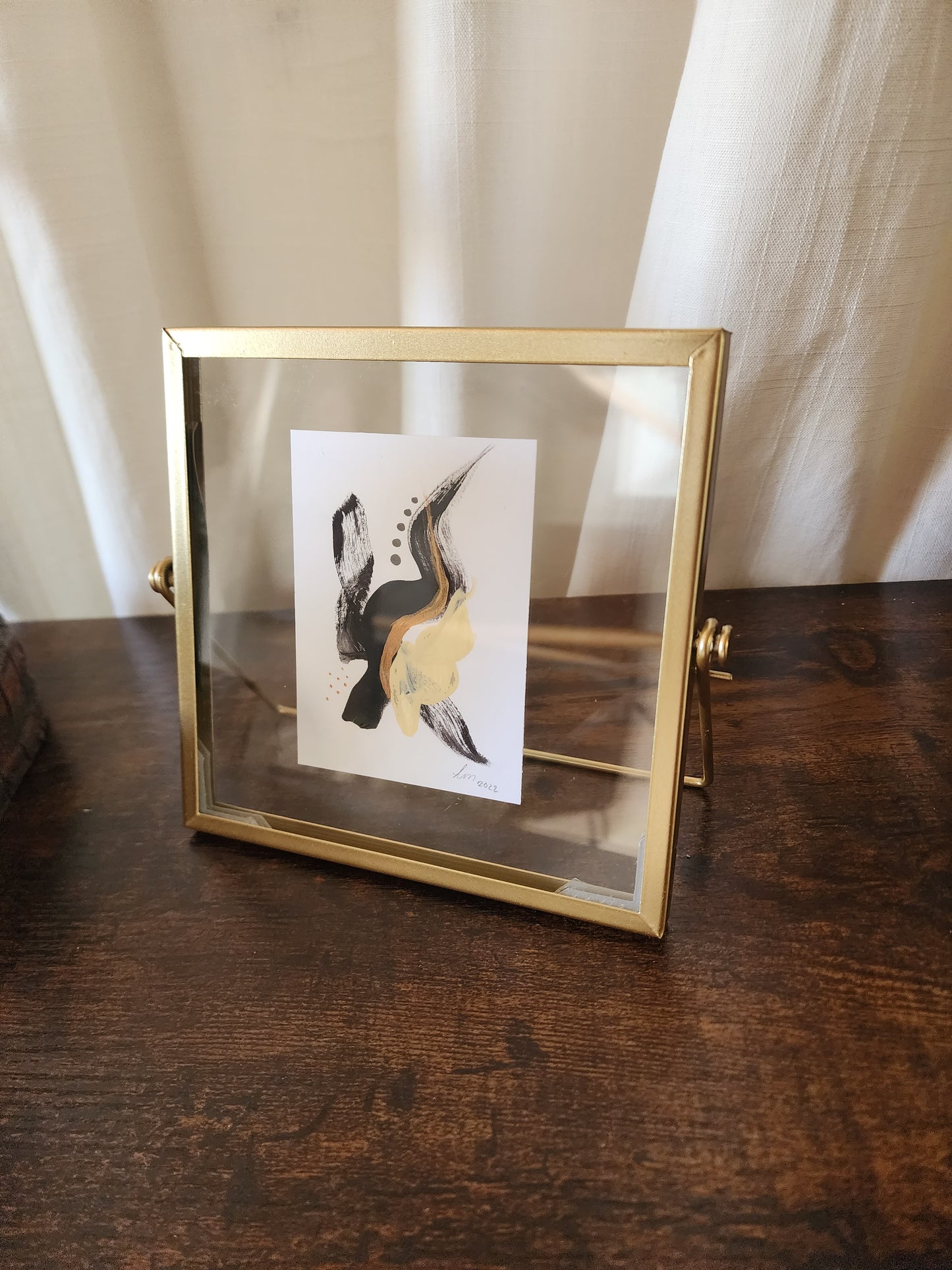Black Abstract with gold frame 6