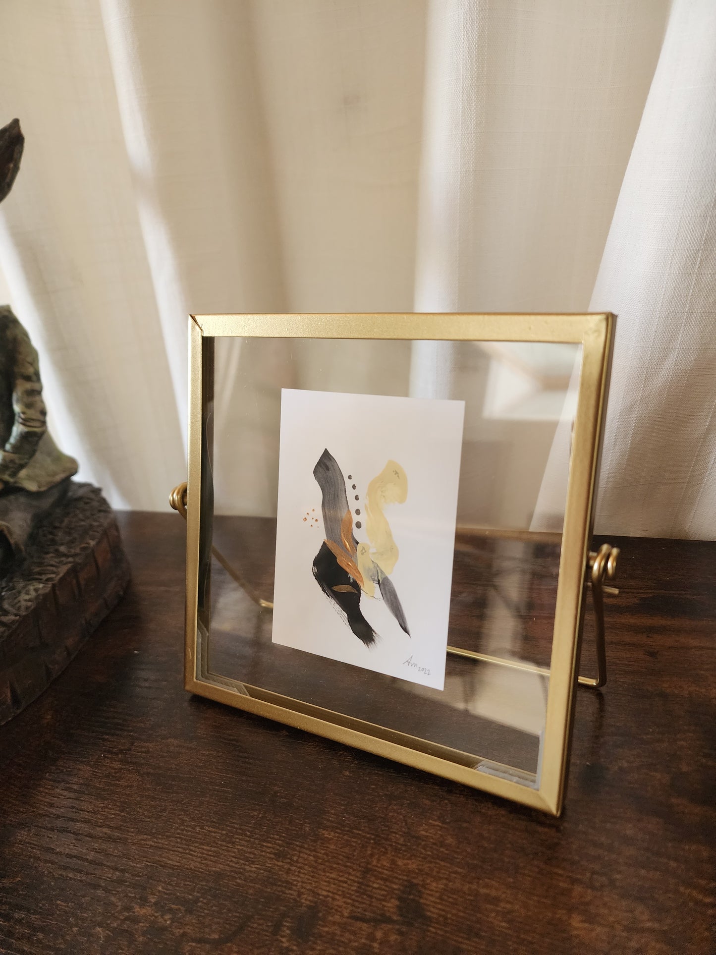 Black Abstract with gold frame 5