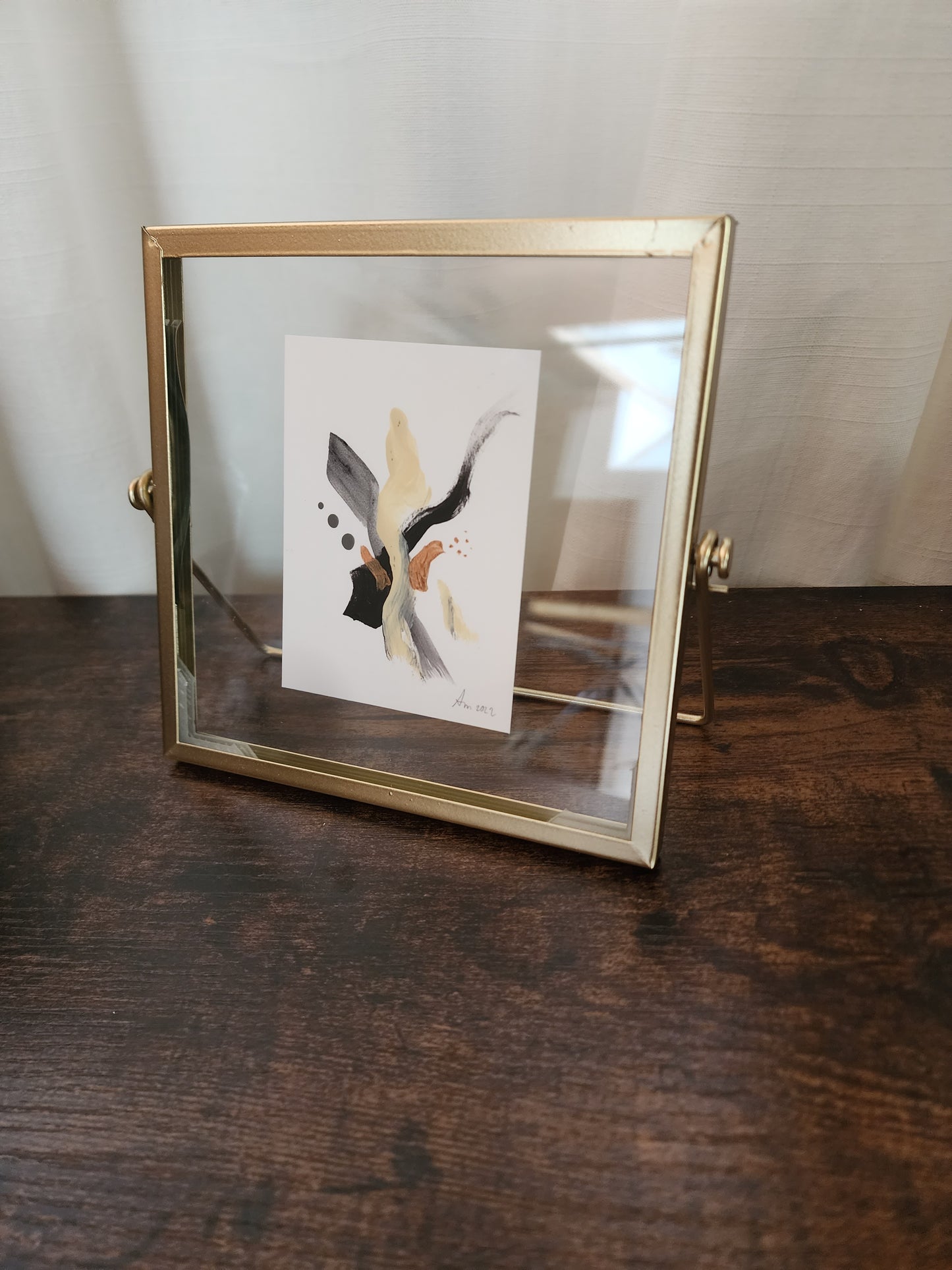 Black Abstract with gold frame 3