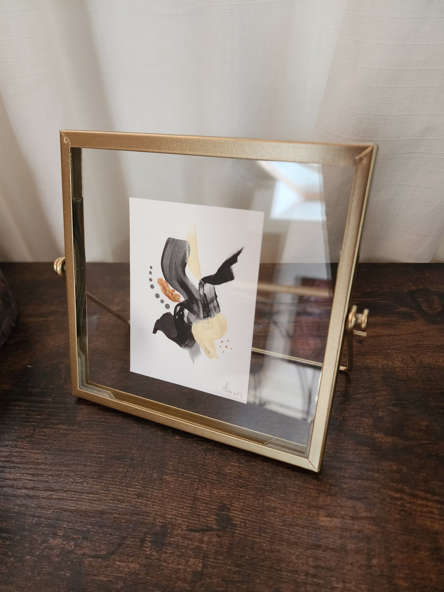 Black Abstract with gold frame 2