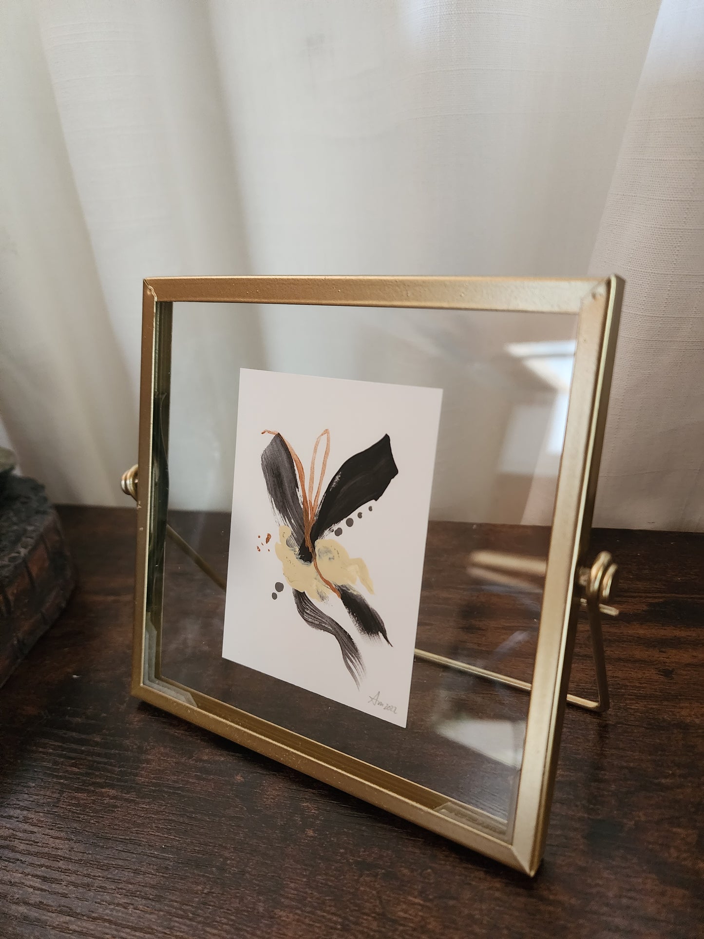 Black Abstract with gold frame 1