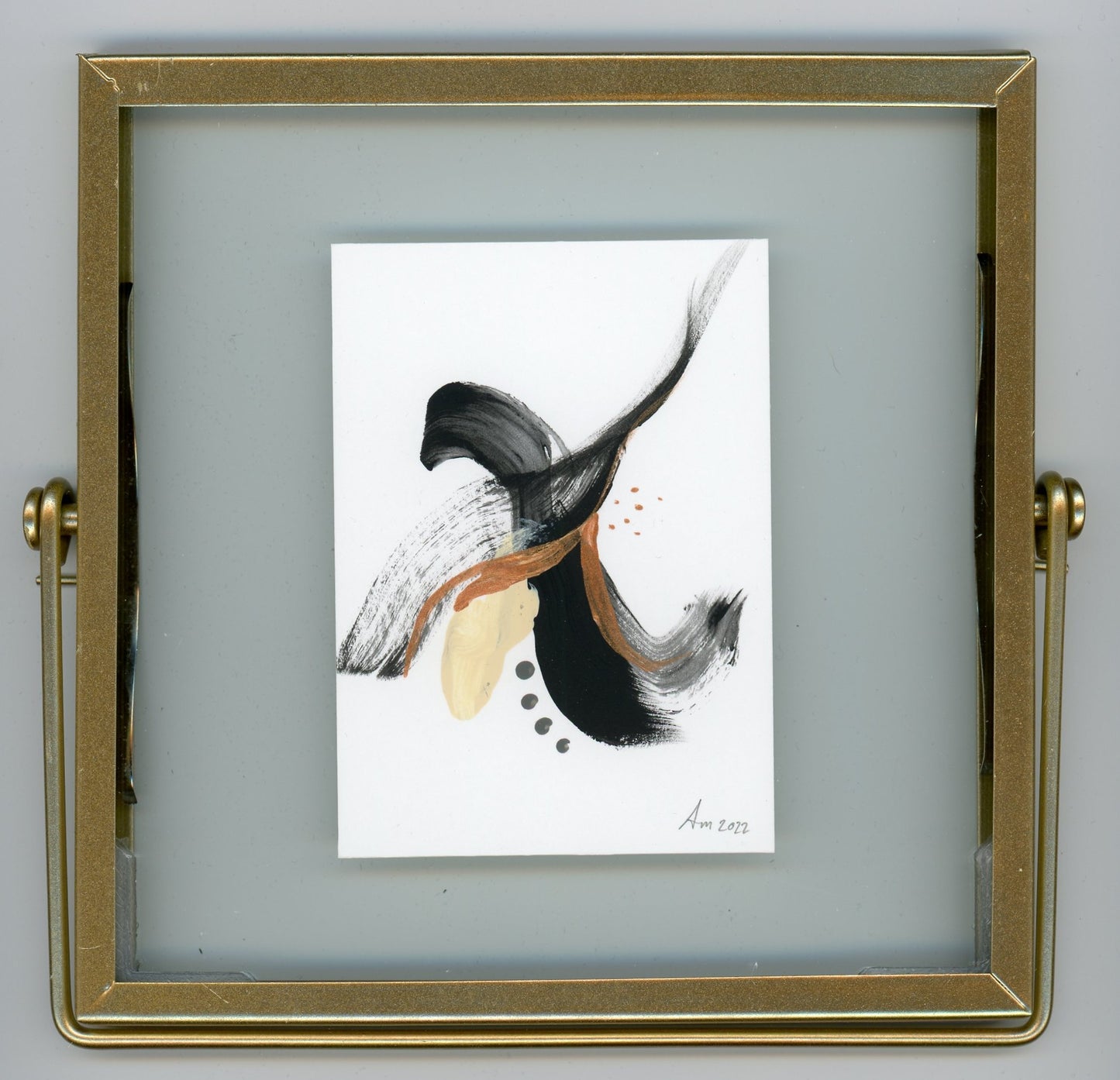 Black Abstract with gold frame 7
