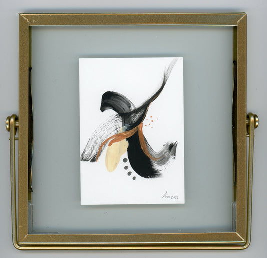 Black Abstract with gold frame 7