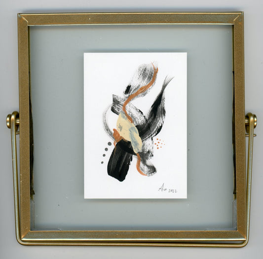 Black Abstract with gold frame 8