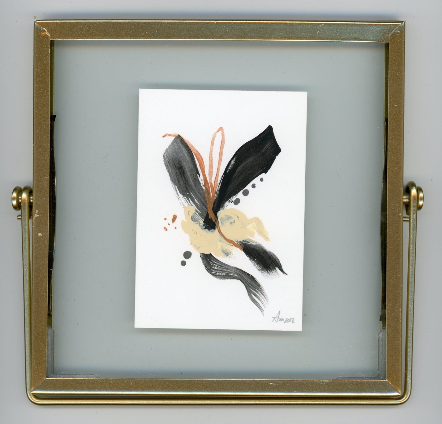 Black Abstract with gold frame 1