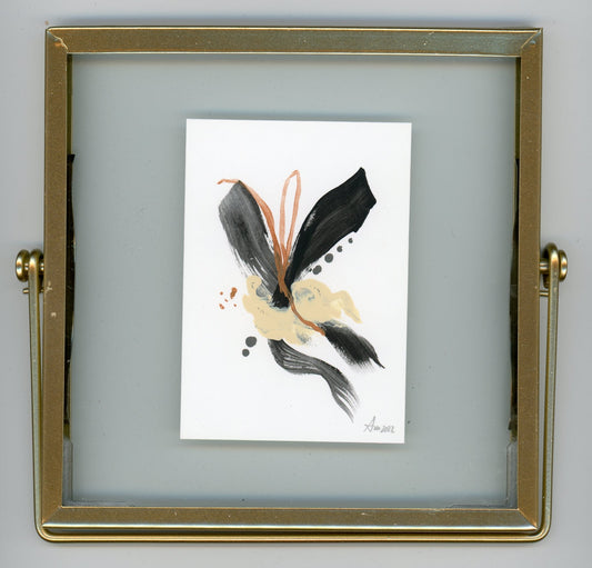 Black Abstract with gold frame 1