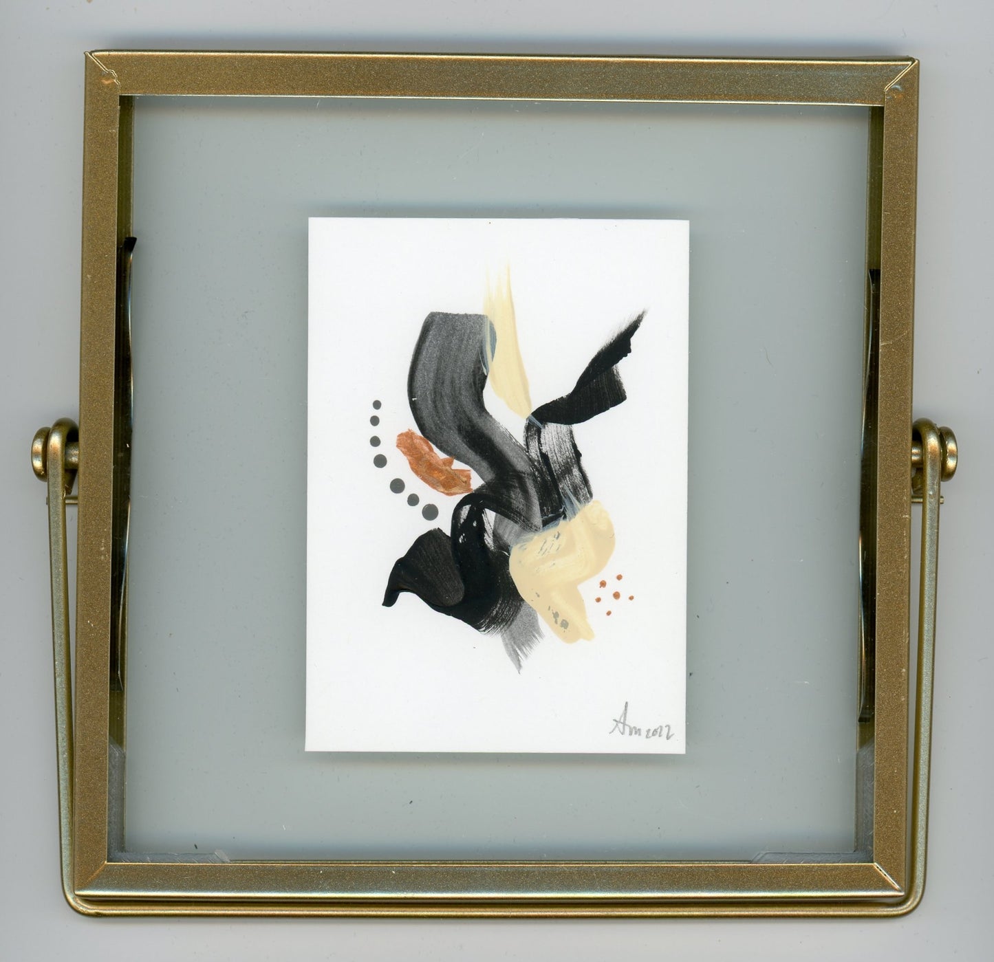 Black Abstract with gold frame 2