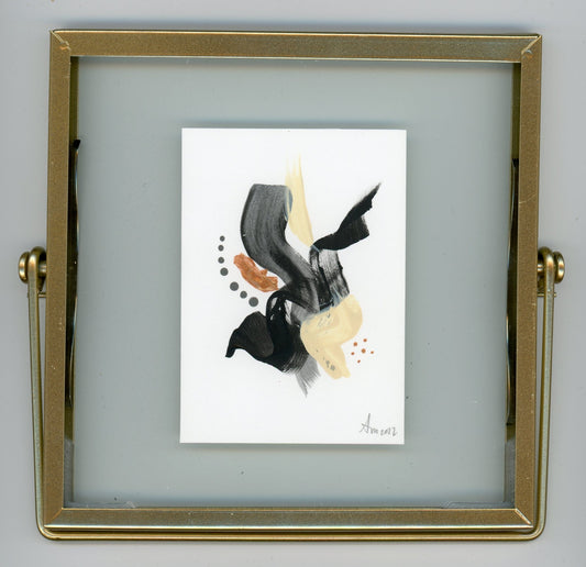 Black Abstract with gold frame 2