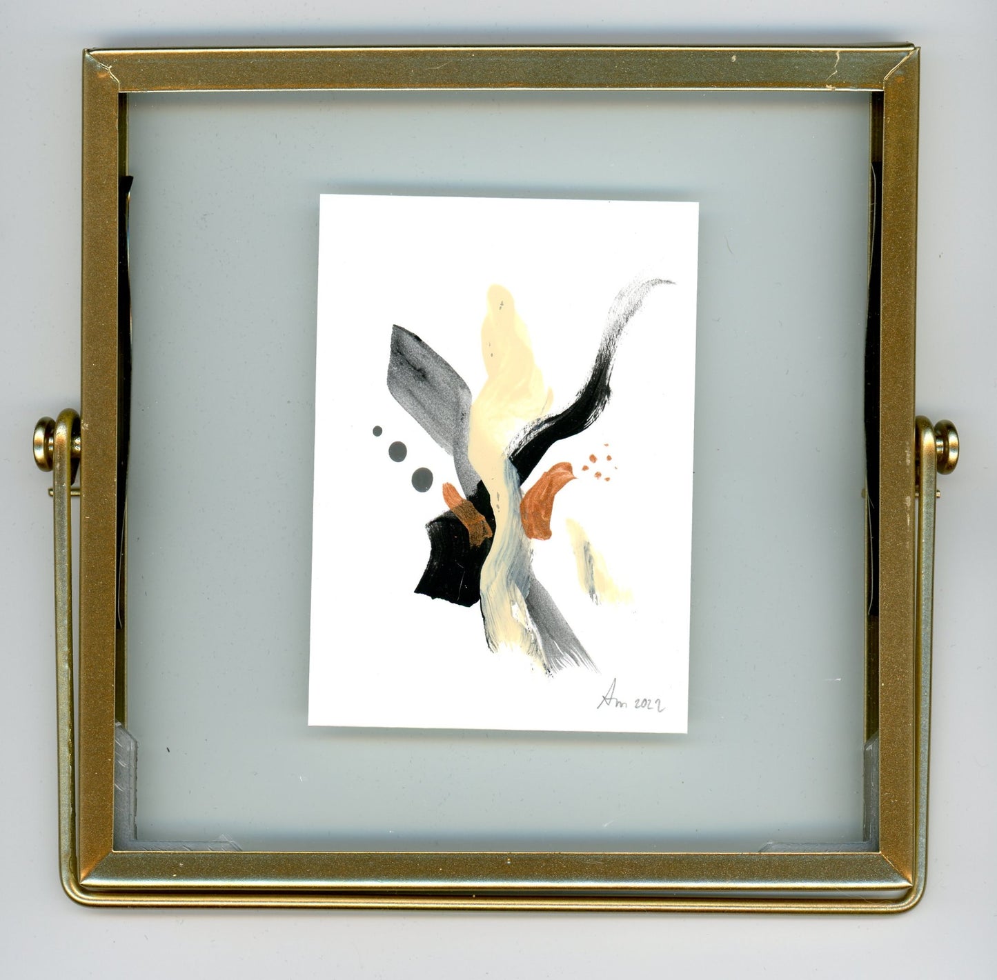 Black Abstract with gold frame 3