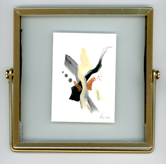 Black Abstract with gold frame 3