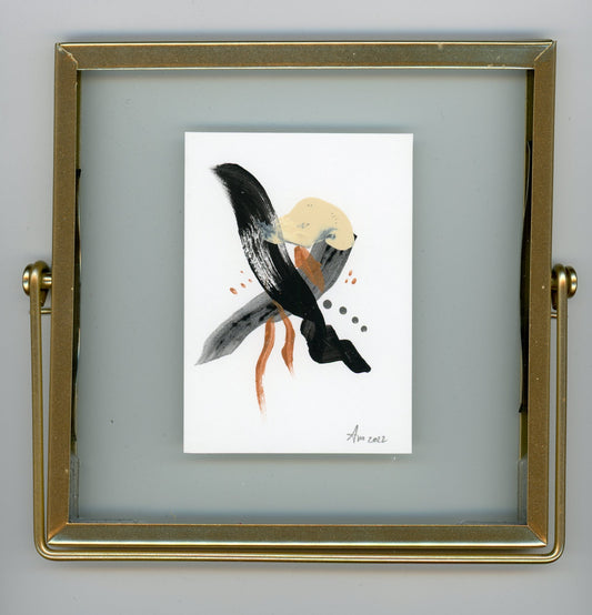 Black Abstract with gold frame 4
