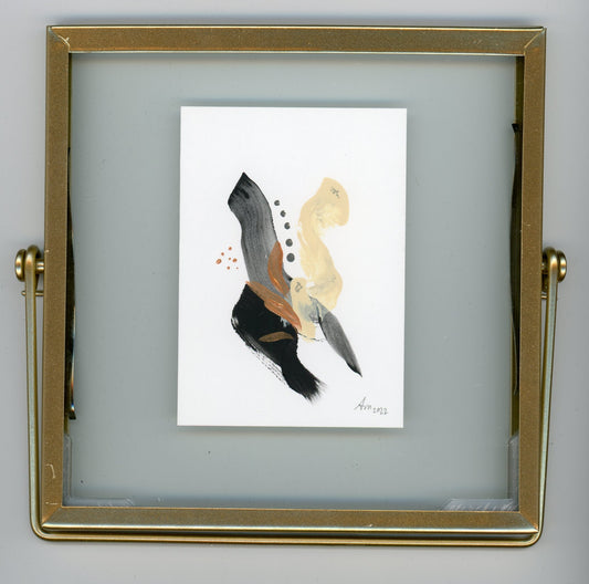 Black Abstract with gold frame 5