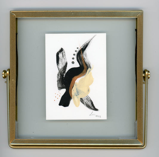 Black Abstract with gold frame 6