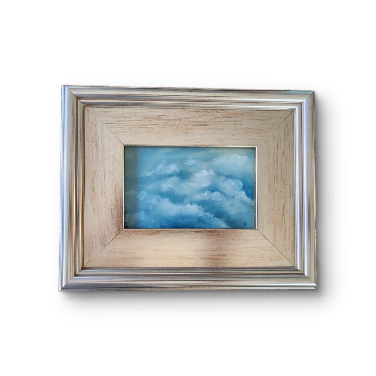 Quiet Sky II – Original 4×6 Framed Oil Cloud Painting