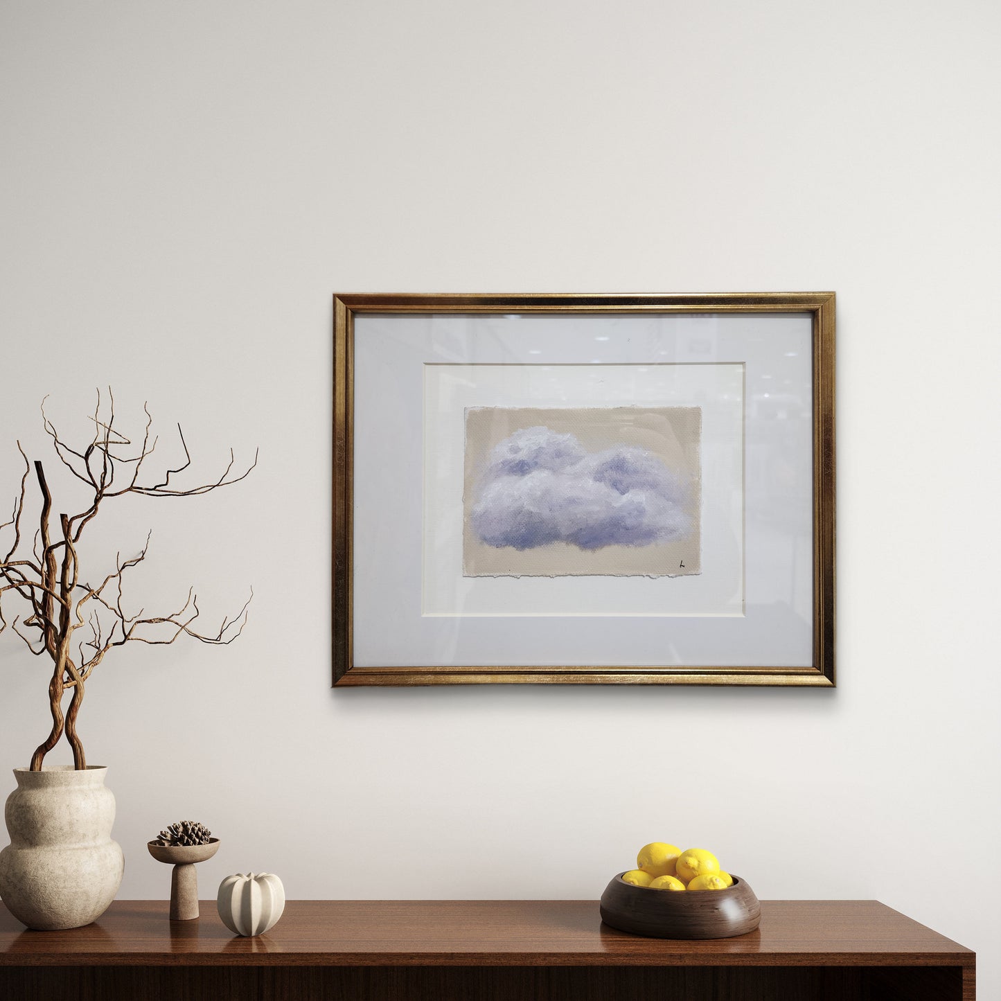 Lavender Sky – Original 5x7 Oil on Paper Cloud Painting (Framed)