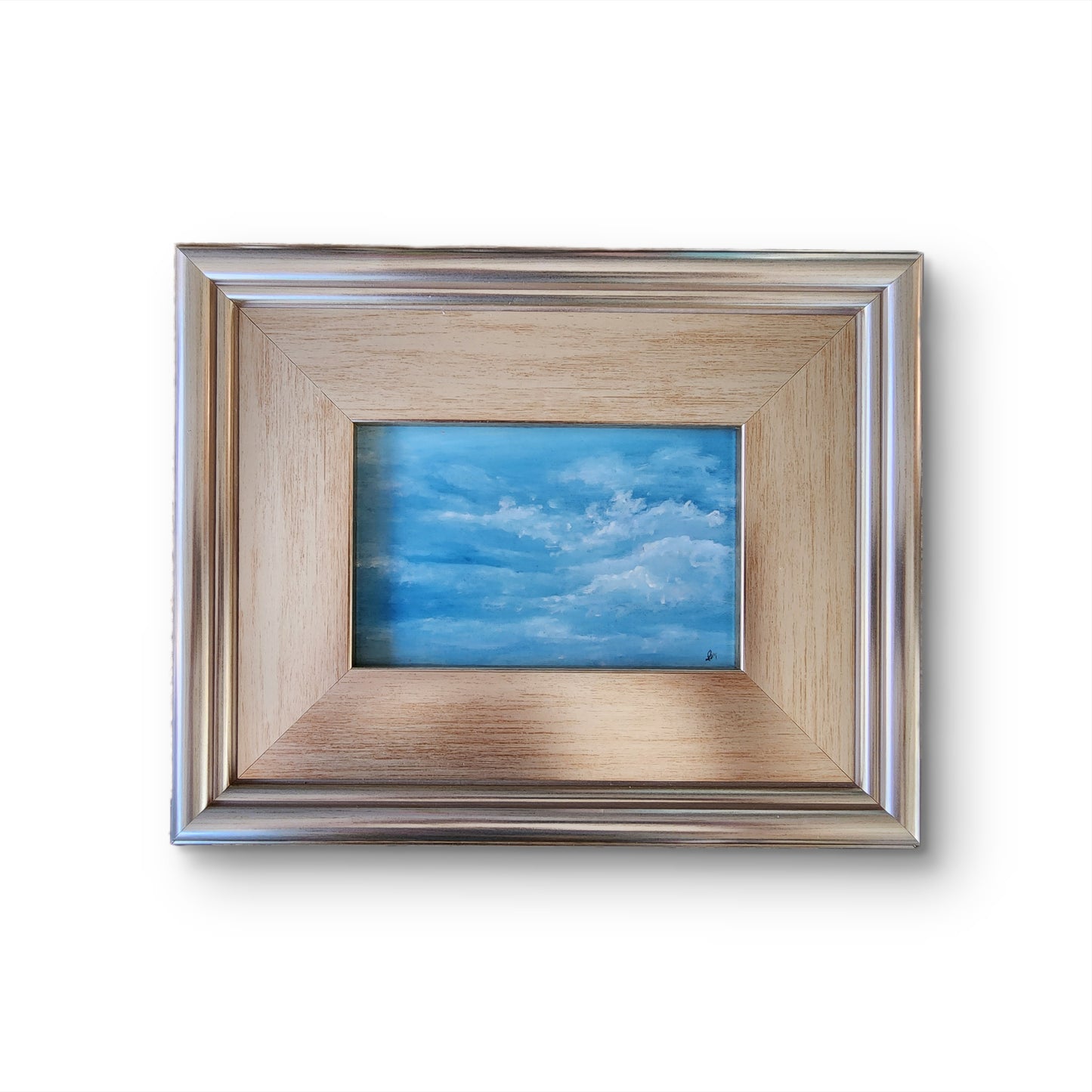 Quiet Sky I – Original 4×6 Framed Oil Cloud Painting