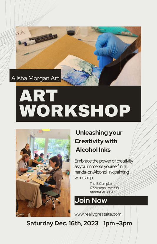 Alcohol Ink on Canvas Workshop December 9th, 2023