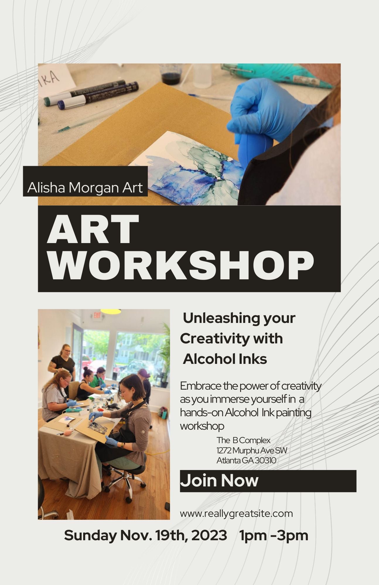 Alcohol Ink on Nara Paper Workshop November 19th, 2023