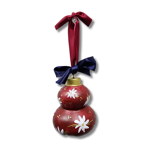 Red Floral Ceramic Ornament — Hand-Painted Heirloom Collection #2