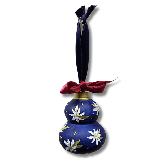 Blue Floral Ceramic Ornament — Hand-Painted Heirloom Collection #10