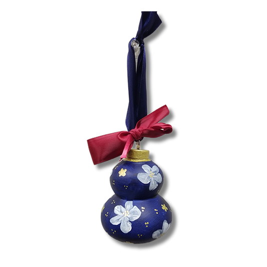 Blue Floral Ceramic Ornament — Hand-Painted Heirloom Collection #12
