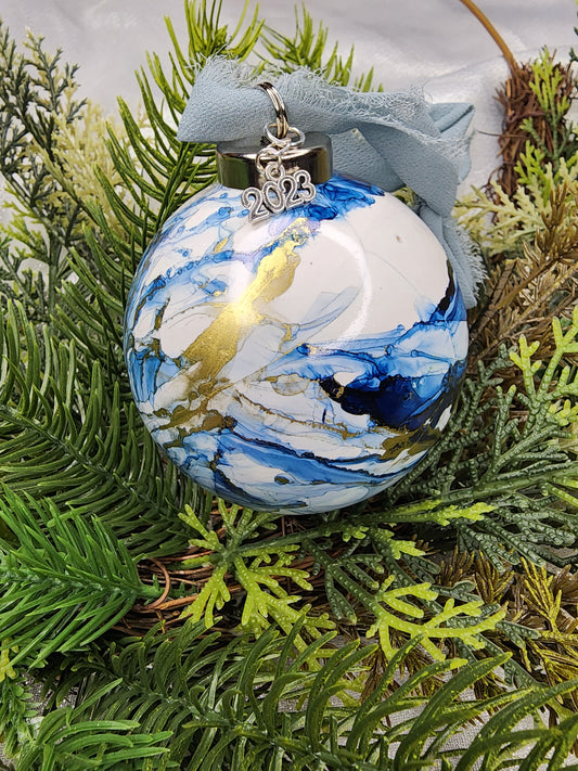 Blue alcohol ink Ornaments 2023