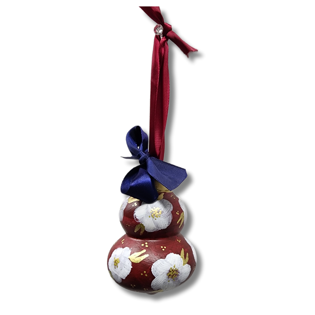 Red Floral Ceramic Ornament — Hand-Painted Heirloom Collection #1