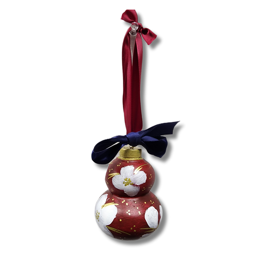 Red Floral Ceramic Ornament — Hand-Painted Heirloom Collection #4