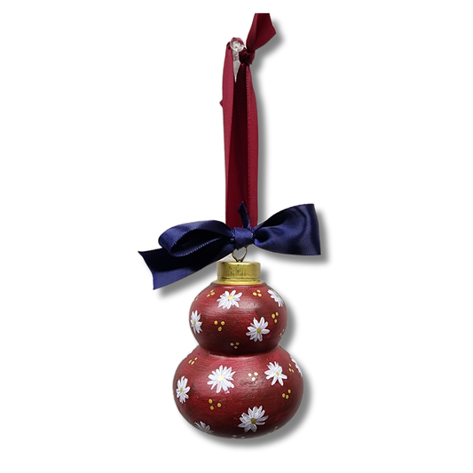 Red Floral Ceramic Ornament — Hand-Painted Heirloom Collection #5