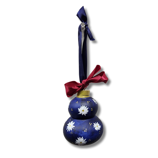 Blue Floral Ceramic Ornament — Hand-Painted Heirloom Collection #9