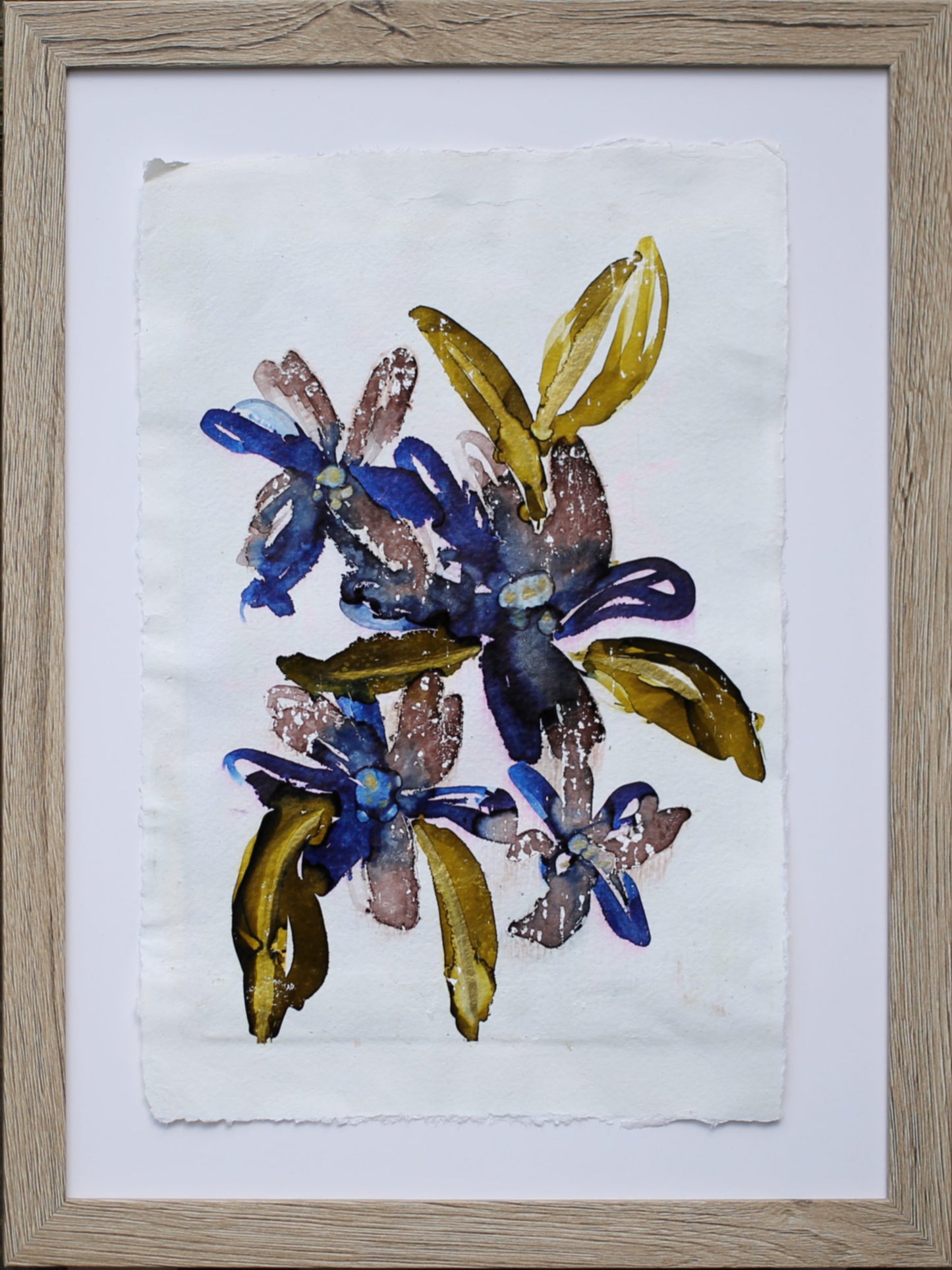 Mono Print Blue Flowers