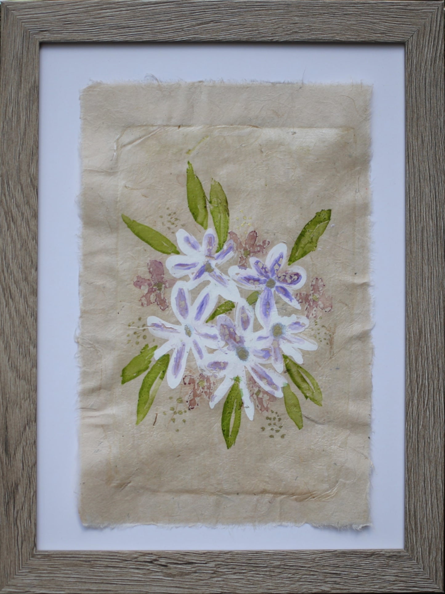 Mono Print white Flowers