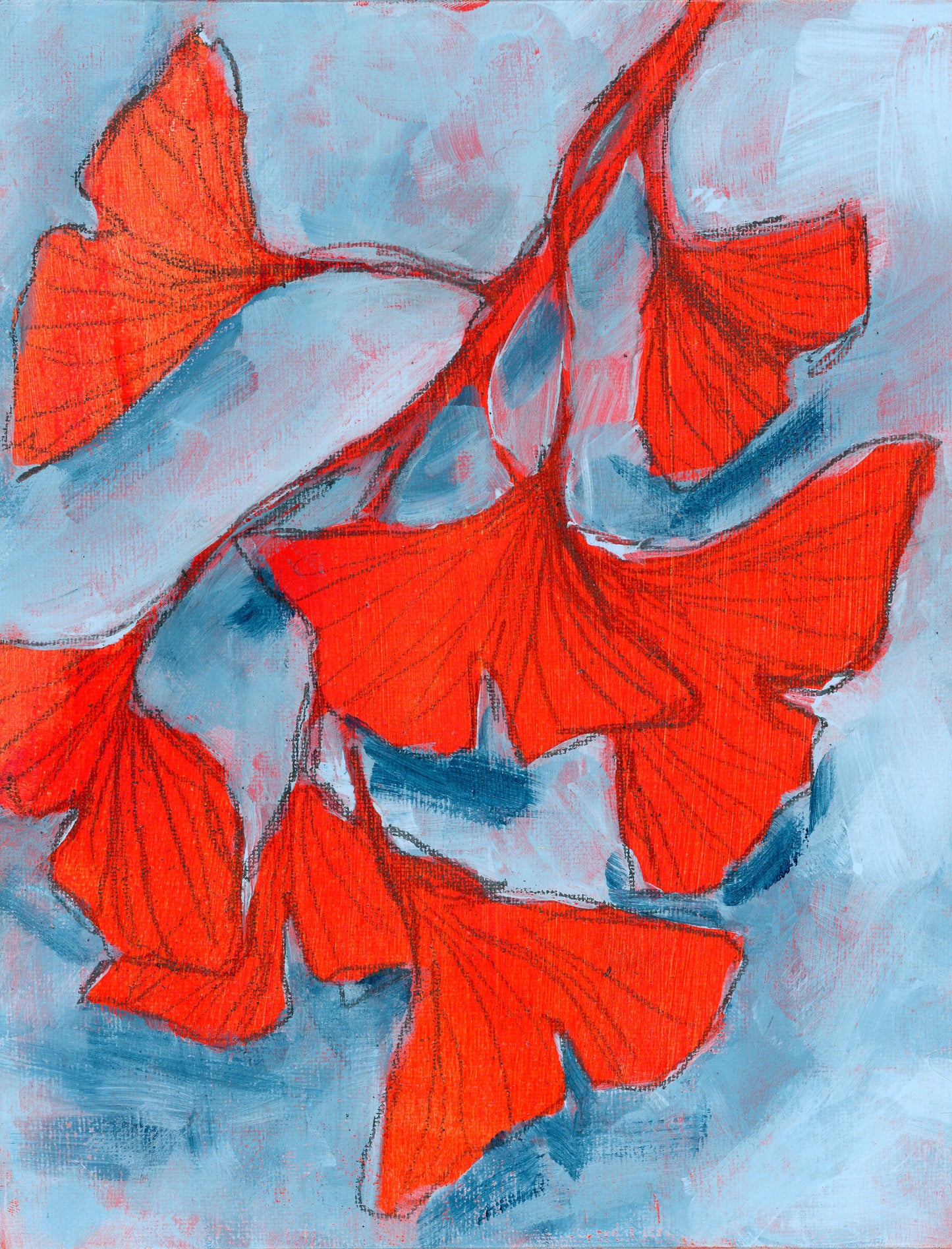 “Ginkgo Abstract – 8x10” (Original Painting on Canvas Panel)