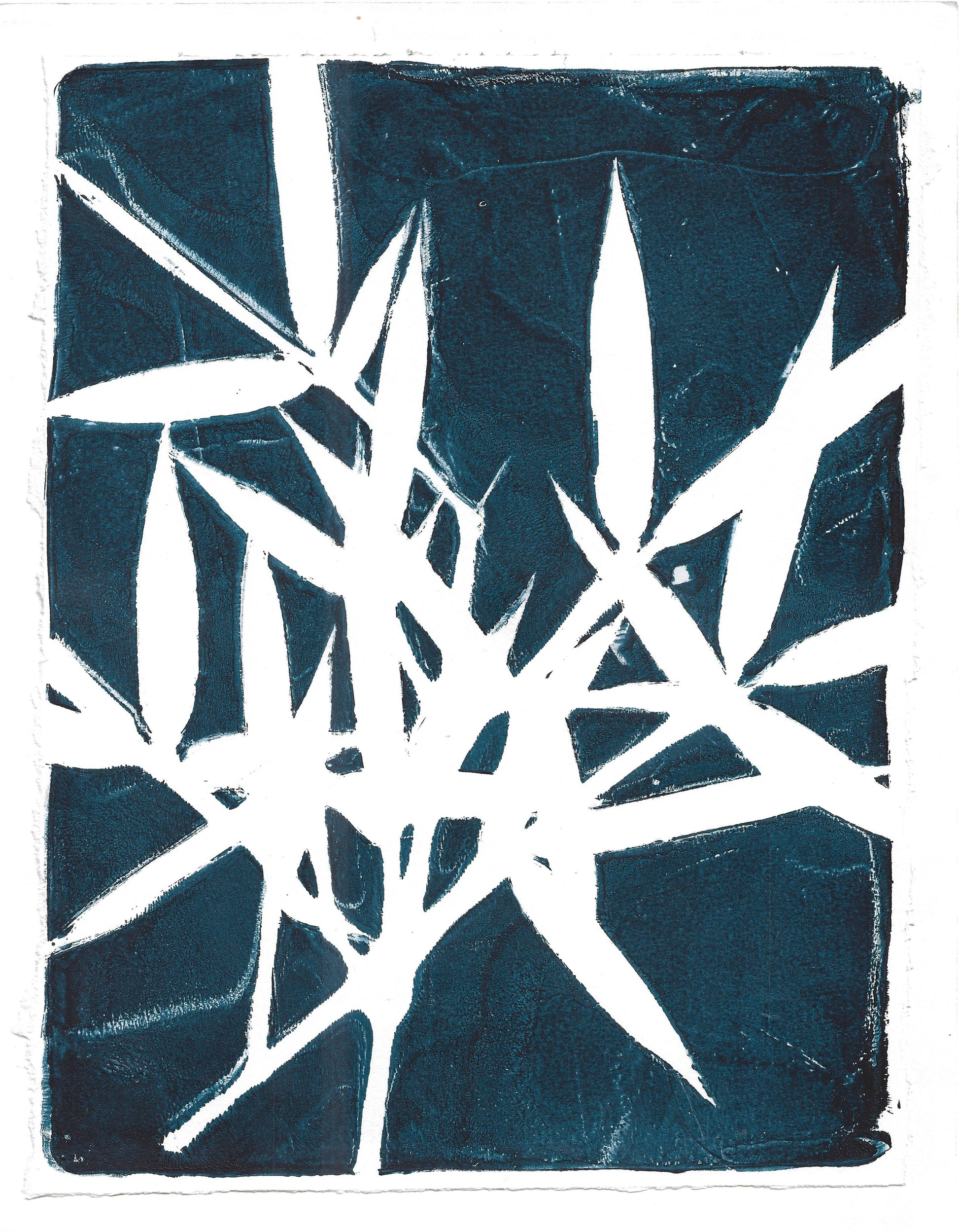 White abstract branches on a dark blue background