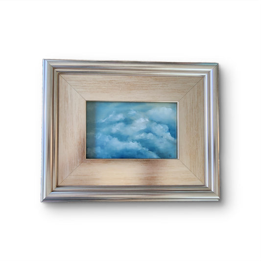 Quiet Sky II – Original 4×6 Framed Oil Cloud Painting