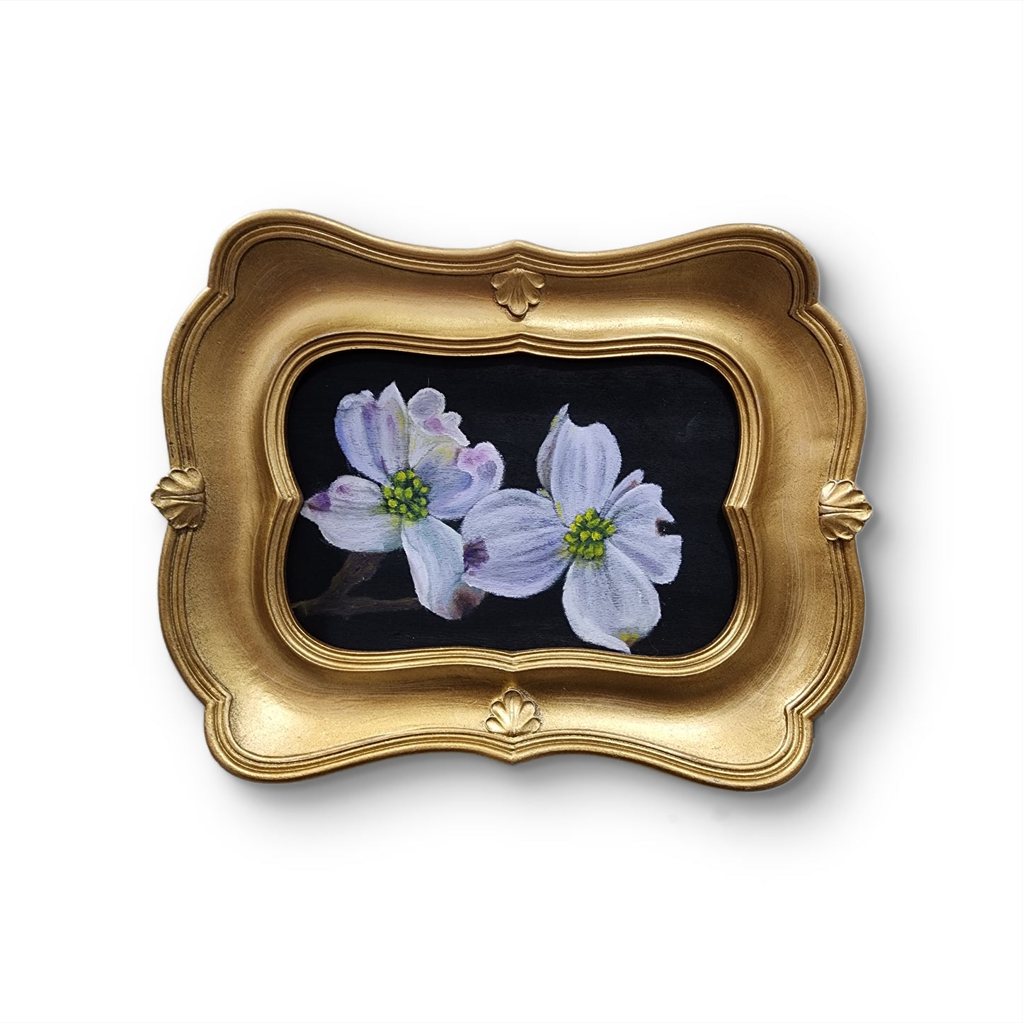 Dogwood in Quiet Light – 4x6 Original Oil on Wood Panel (Framed)