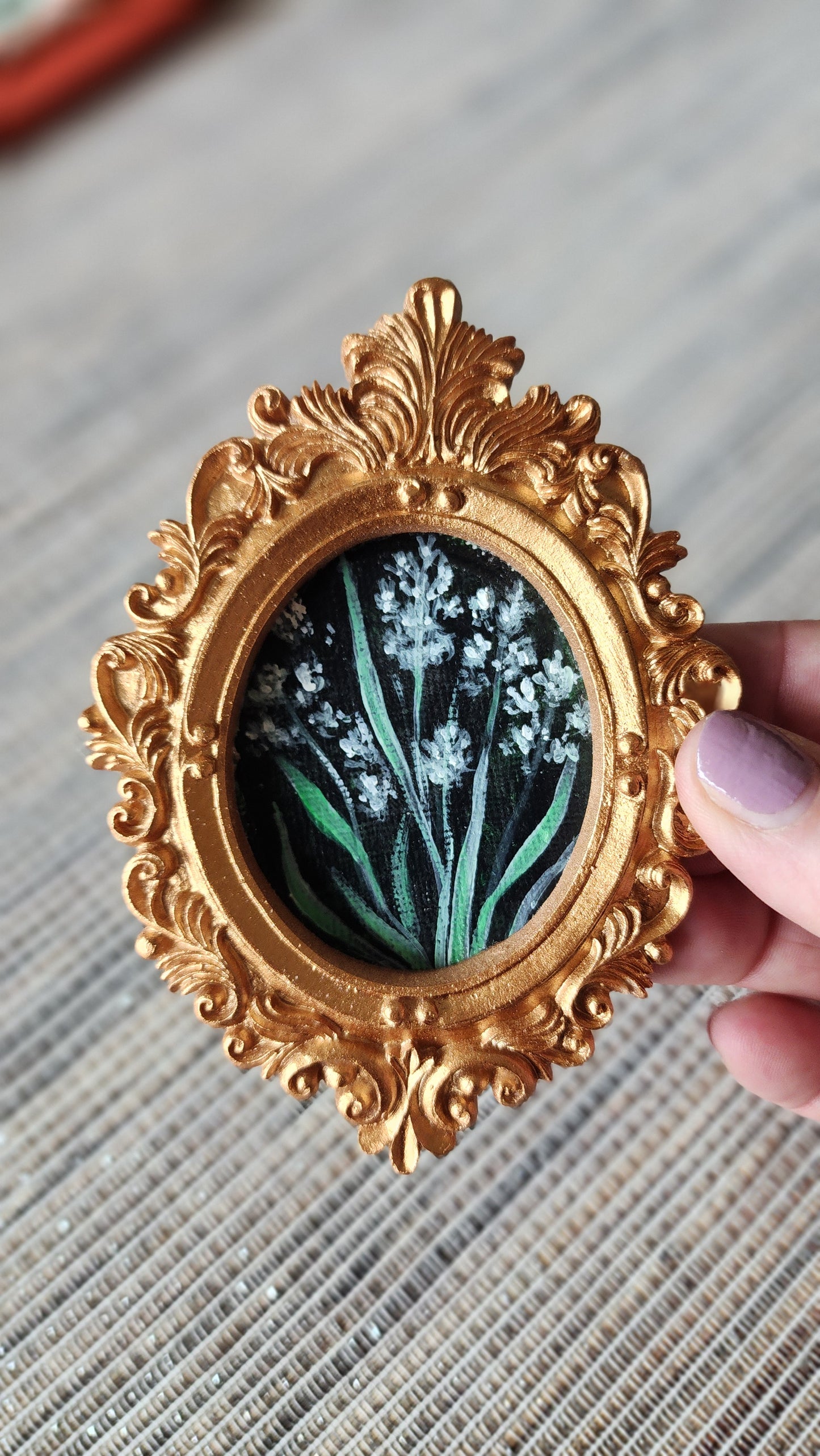 Miniature Floral Study — Gold Oval Frame