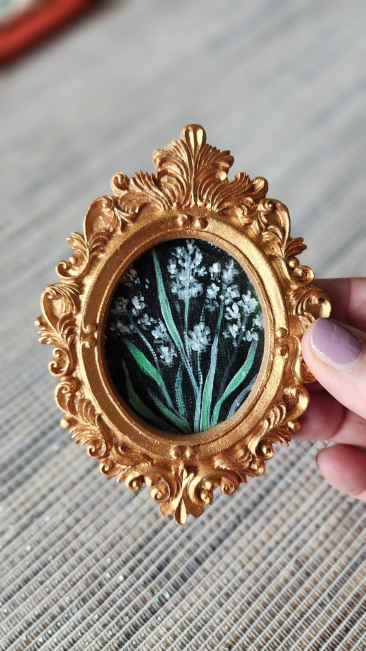 Miniature Floral Study — Gold Oval Frame