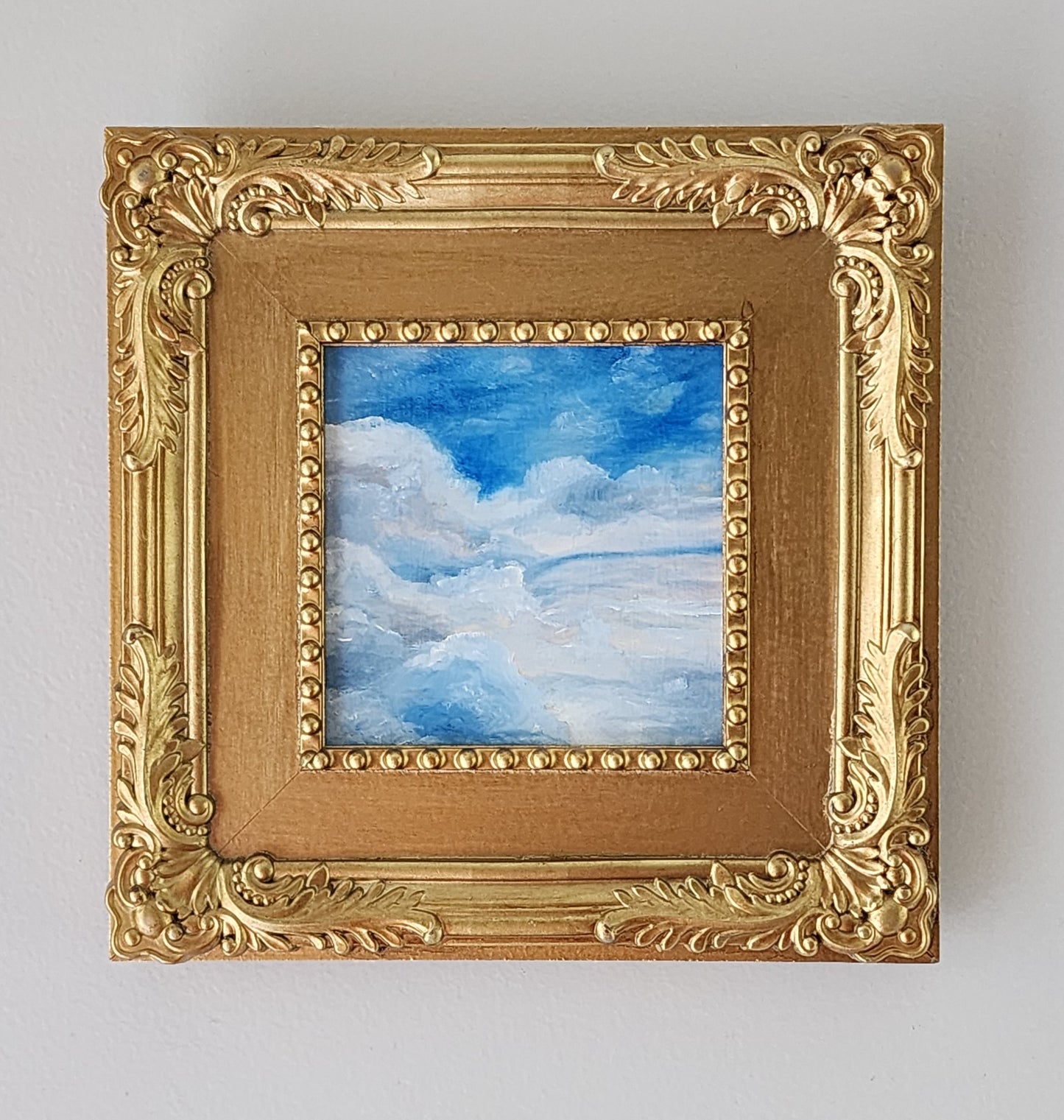 Mini Cloud Study – Oil on Wood Panel (Framed 8x8”)