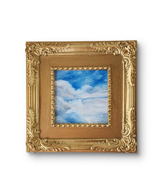 Mini Cloud Study – Oil on Wood Panel (Framed 8x8”)