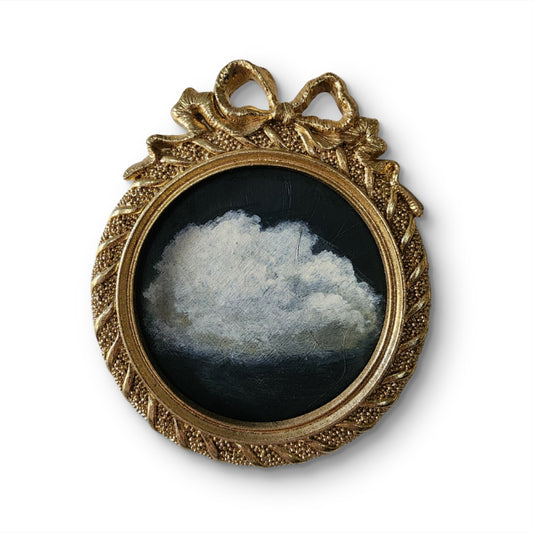 Puffy Cloud – 4x4 Acrylic on Wood Panel (Framed Miniature)