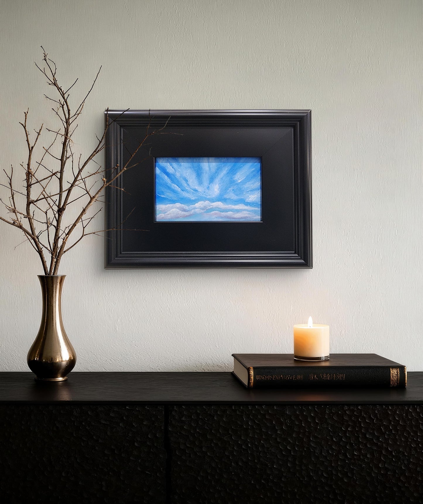 Open Horizon – 4x6 Original Oil Cloud Painting (Framed)